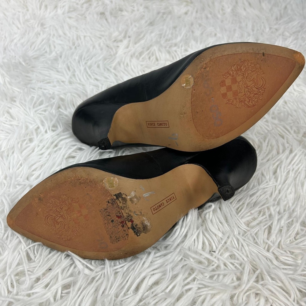 Vince Camuto Vickiy Pump Heel Womens 6.5 Black Leather Pointed Toe Formal Office - Picture 8 of 13